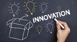 Innovation and innovative ideas concept on chalkboard